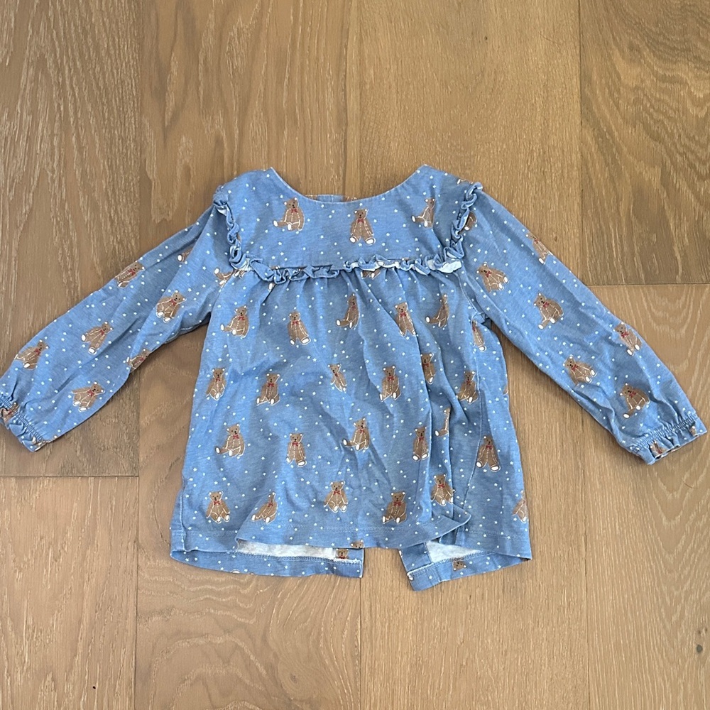 Baby Boden Blue Kids Shirt with Bear Print